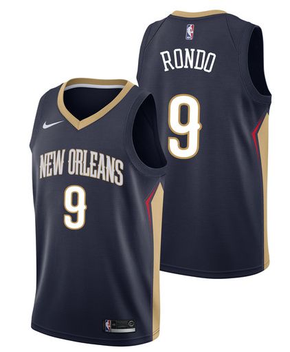 Men New Orleans Pelicans #9 Rondo Blue Game Nike NBA Jerseys-0